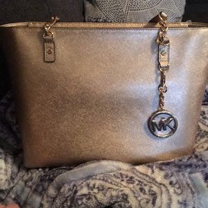 Authentic Michael Kors pale gold shoulder bag